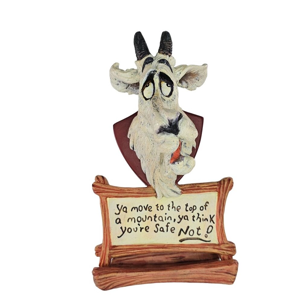 Shade Tree Creations Mountain Goat Head Figurine Silly Collectible